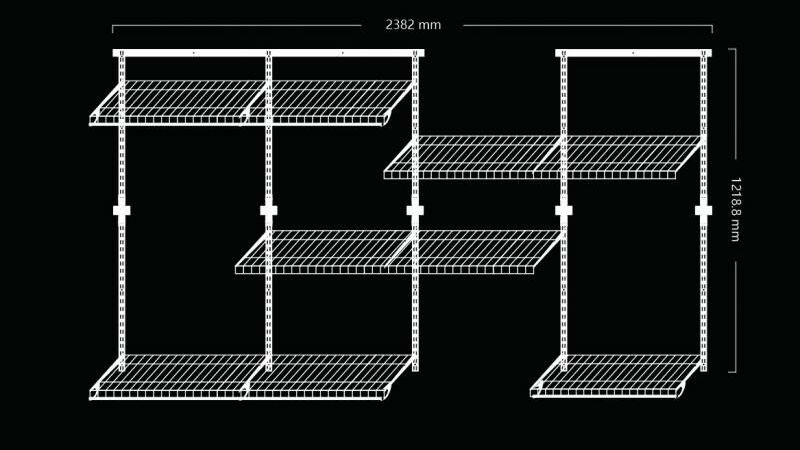 Dressing crémaillères modulables blanc 47 pièces 2,38x1,22M en kit