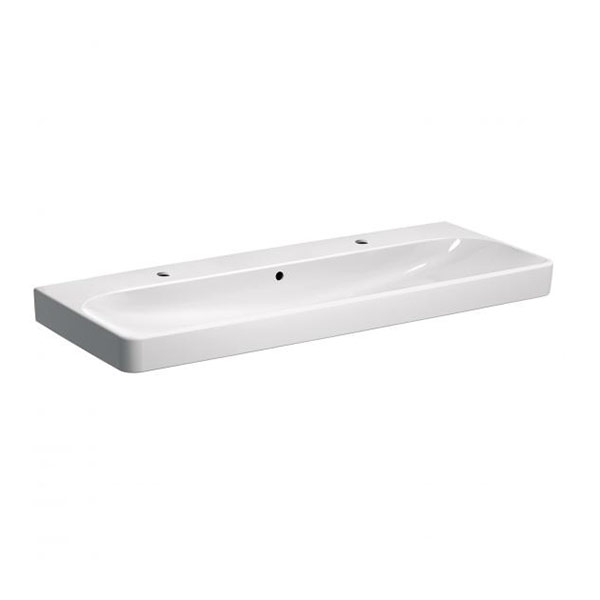 Geberit Smyle Square - Double lavabo 120x48 cm avec trop-plein, blanc