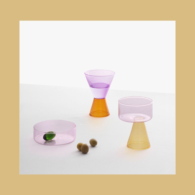 La redoute Intérieurs - Verre à pied rose et jaune, Travasi