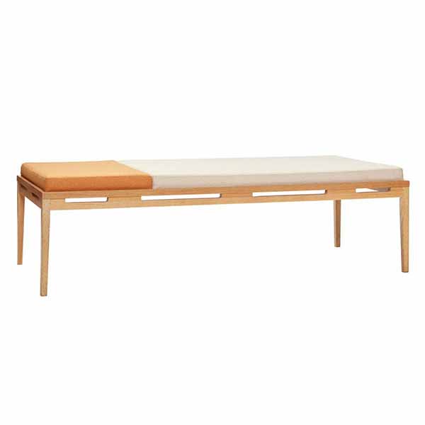 Hubsch - Banc 180cm en tissu beige et orange, Bakou