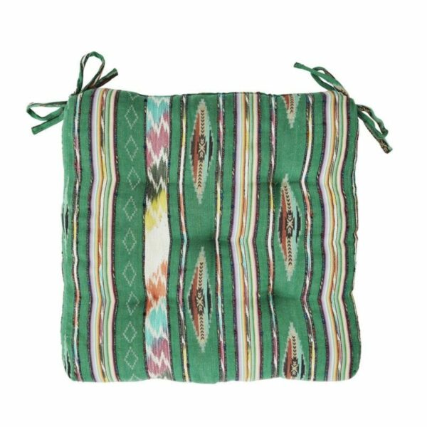 Madam Stoltz - Coussin de chaise motif ikat tissé vert