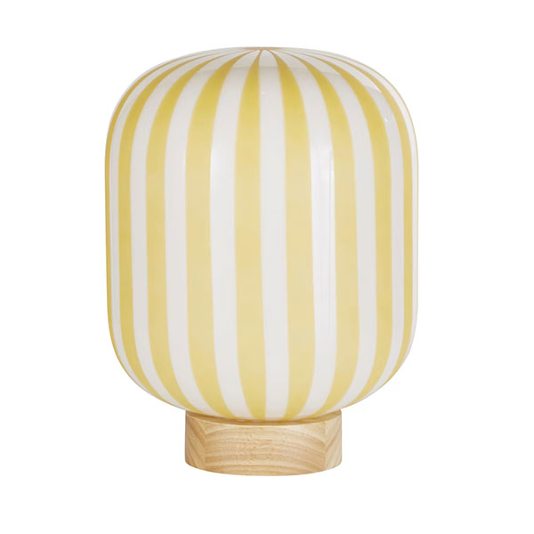 Maisons du Monde - Lampe en hévéa et verre jaune et blanc, Berlingot