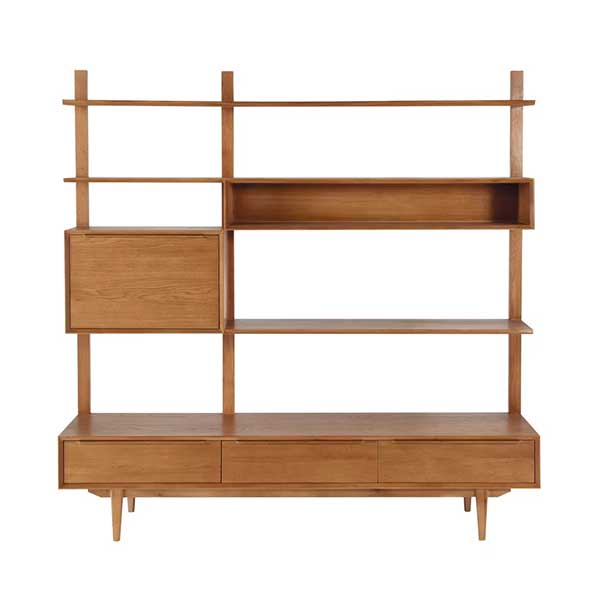 Maisons du Monde - Meuble TV étagère vintage en chêne massif, Portobello