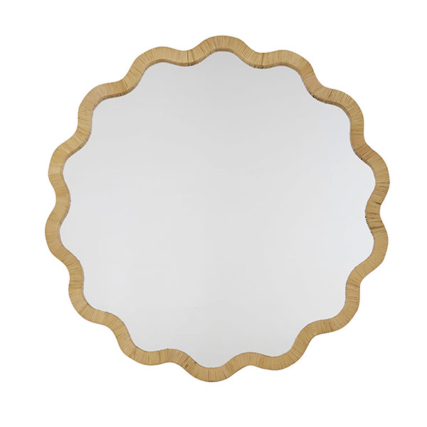 Maisons du Monde - Miroir rond festonné en rotin ø110 cm, Rovia