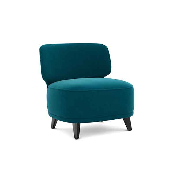 Ampm - Chauffeuse XL velours bleu paon, Odalie, design E. Gallina