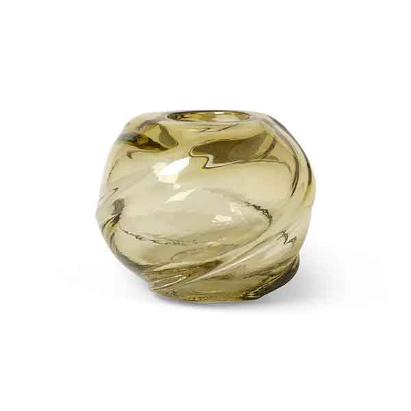 Ferm Living - Vase en verre soufflé jaune, Water Swirl
