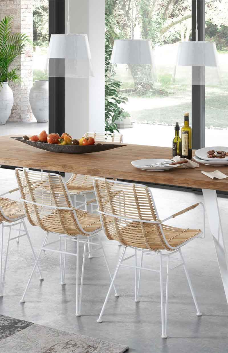 Kave Home - Chaise de salle à manger en rotin et métal, Tishana