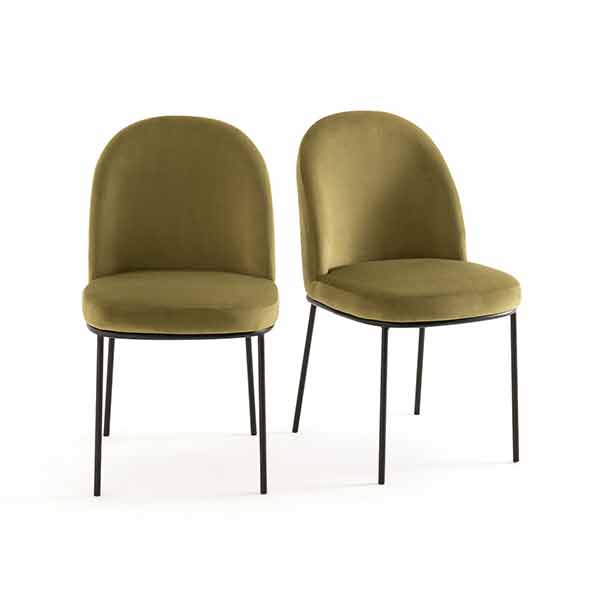 La Redoute Intérieurs - Chaises rembourrées en velours vert olive, Topim