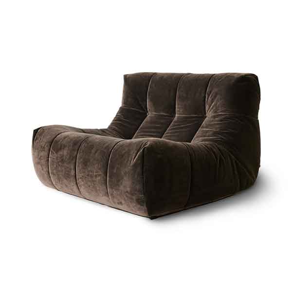 HKliving - Fauteuil Lazy Lounge en velours côtelé marron