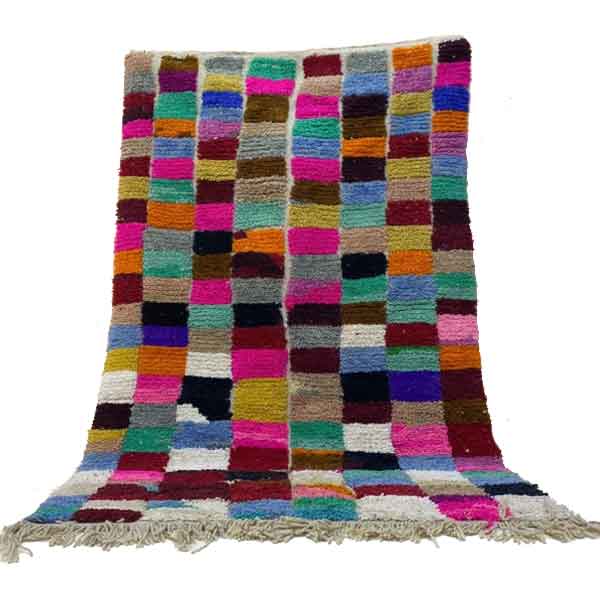 VIBRANTHOMERUG sur Etsy - Tapis marocain berbère à carreaux colorés fait main