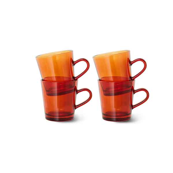 HKliving - Tasse à café en verre orange, 70's