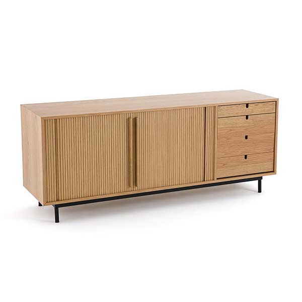 La Redoute Intérieurs - Buffet plaqué chêne à portes coulissantes, Strio