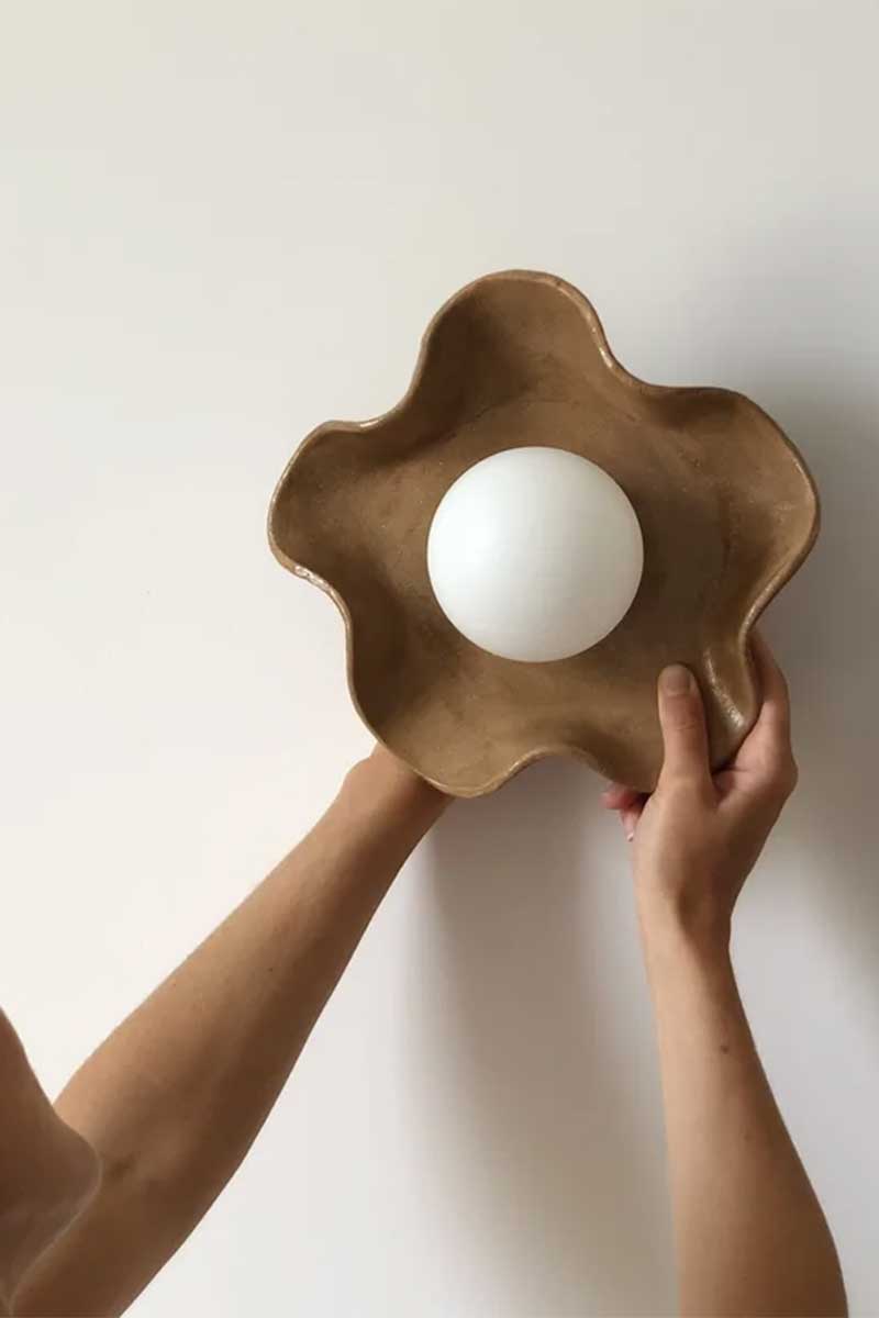 Carré Coco - Applique murale en céramique chocolat et bois, Jelly