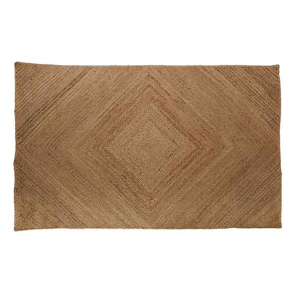 Blanc d'Ivoire - Tapis tissé en jute, Losange