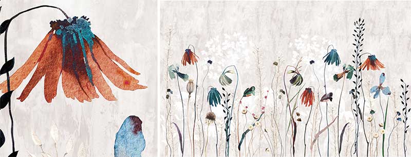 Lé Papiers Peints de Ninon - Papier peint panoramique style floral, Évanescence Lé Papiers Peints de Ninon - Papier peint panoramique style floral, Évanescence