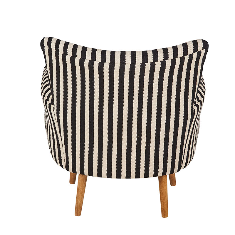 Maisons du Monde - Fauteuil en coton motif à rayures noir et blanc, Berbère