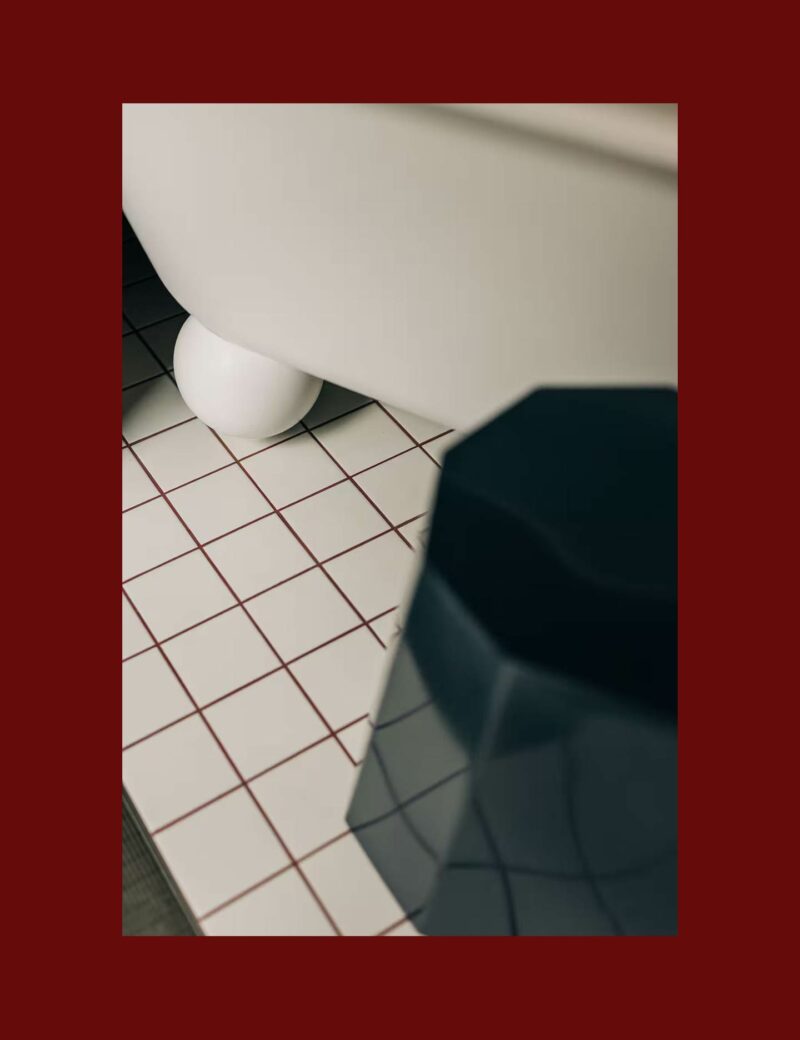 Baignoire design aux pieds sphériques