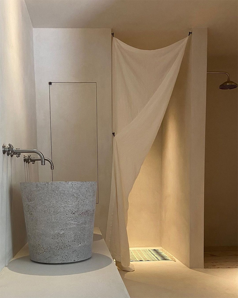 Rideau de douche, façon drapé