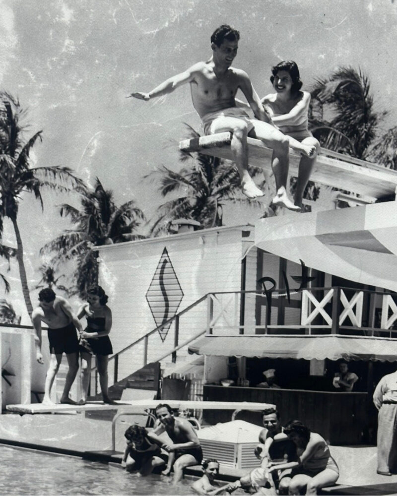 Hôtel Shelborne à Miami Beach : Photo ancienne en noir et blanc, montrant la piscine