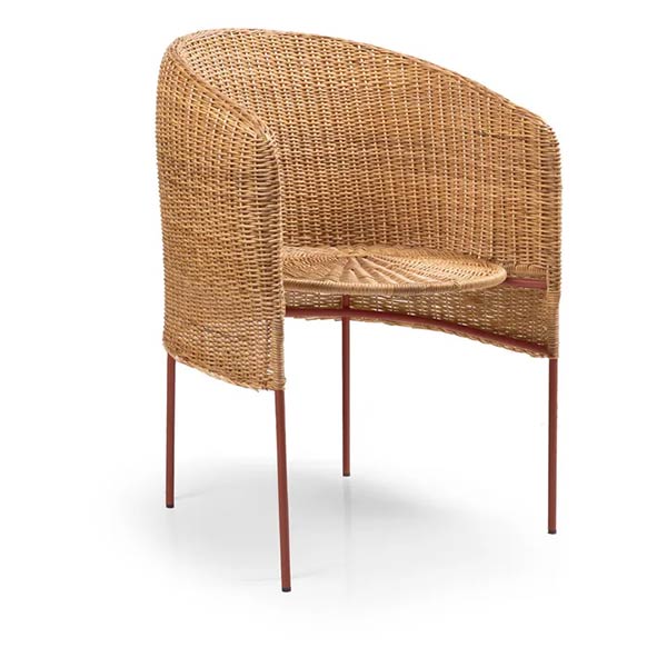 Ames - Chaise en osier, finition Terracotta, Caribe