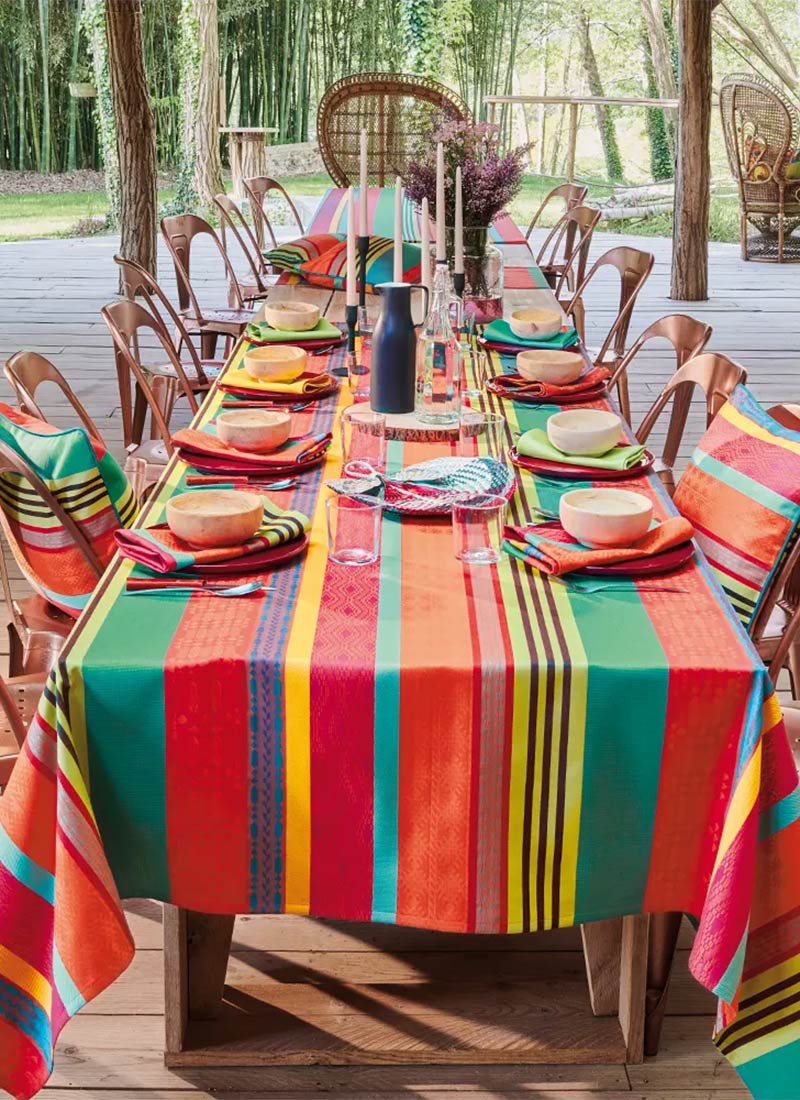 Garnier Thiebaut - Nappe jacquard pur coton multicolore, Mille arizona pampa Garnier Thiebaut - Nappe jacquard pur coton multicolore, Mille arizona pampa