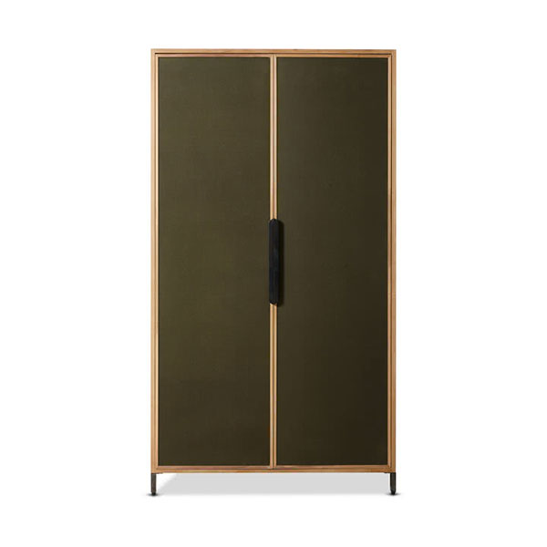 HKliving - Armoire en toile vert armé et contreplaqué, Pioneer