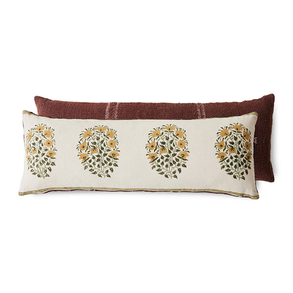 HKliving - Coussin brodé 90 x 35cm, Farmhouse