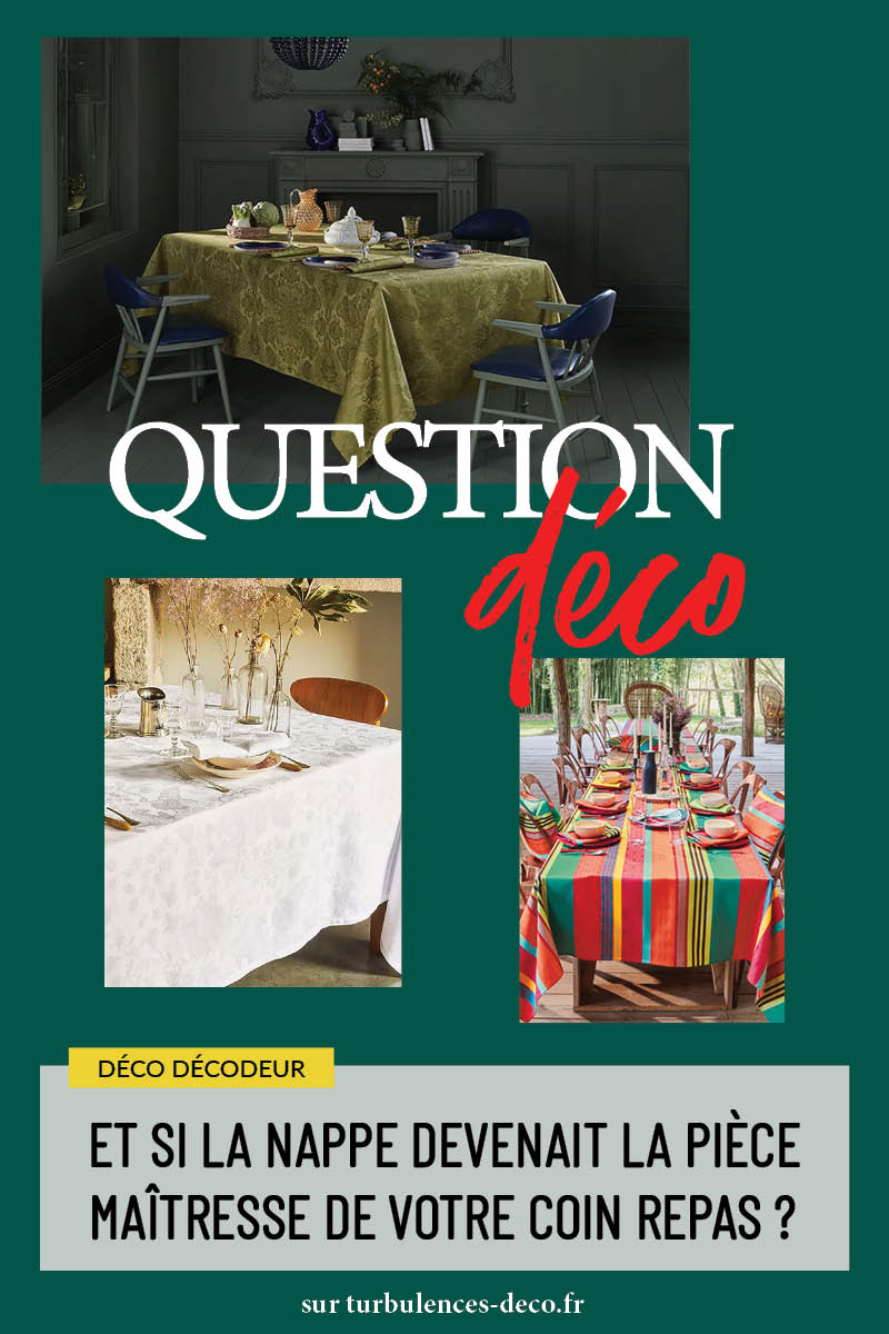 Et si la nappe devenait la pièce maîtresse de votre coin repas ? Un article à retrouver sur Turbulences Déco Et si la nappe devenait la pièce maîtresse de votre coin repas ? Un article à retrouver sur Turbulences Déco