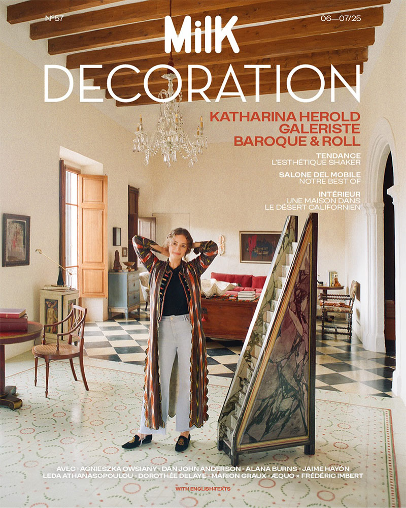 Couverture du Milk Décoration, juin / juillet 2025 avec Katerina Marie Herold dans sa maison galerie à Majorque