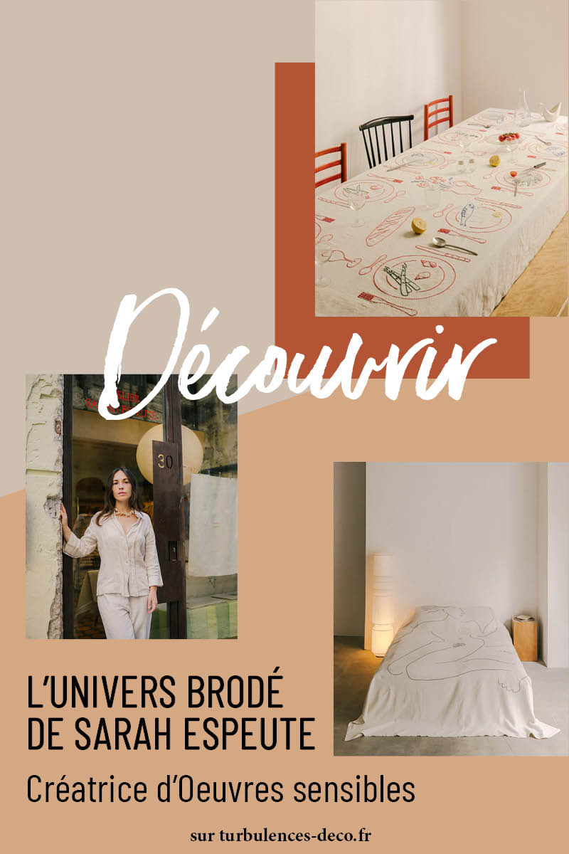 Découvrir l’univers brodé de @sarahespeute, créatrice d’Oeuvres sensibles à découvrir sur Turbulences Déco