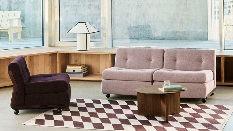 Réédition du saofa Amanta du design Mario Bellini par la marque suédoise Hay