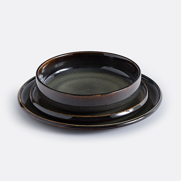 La Redoute Intérieurs - Lot 4 assiettes creuses grès émail réactif, Zuka