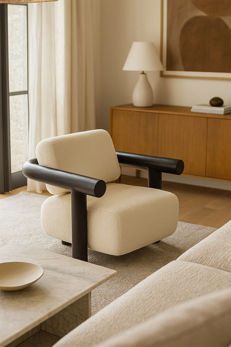 Gabrielle Paris - Fauteuil en inox noir themolaque, Claude