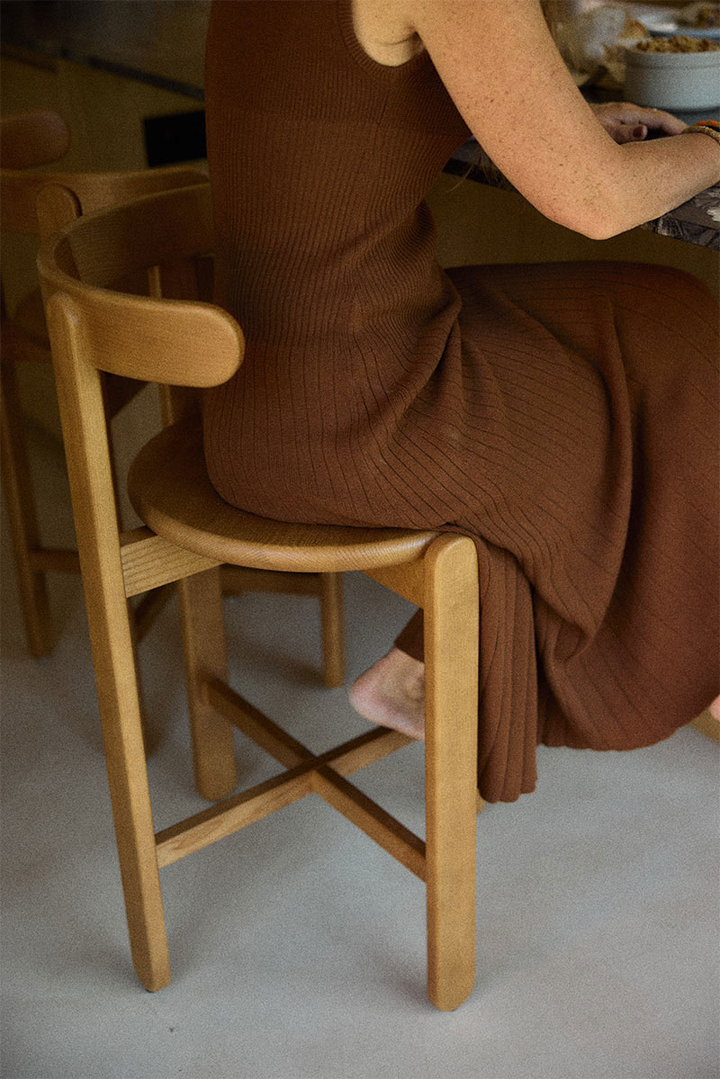 Gabrielle Paris - Chaise de bar, finition teck, Romane