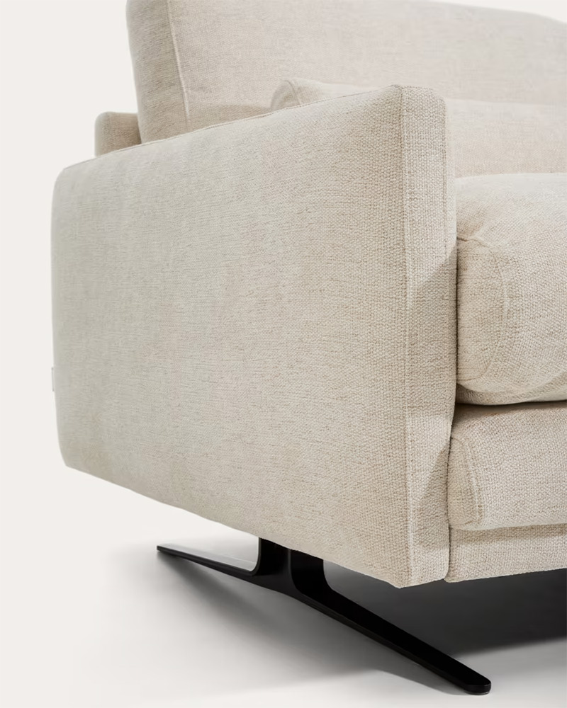 KAVE HOME - Canapé Veliro en chenille beige avec pieds en acier noir 240 cm