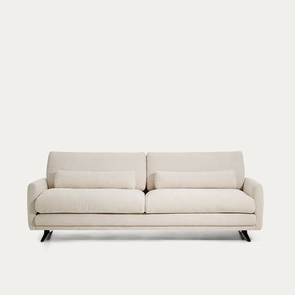 KAVE HOME - Canapé Veliro en chenille beige avec pieds en acier noir 240 cm