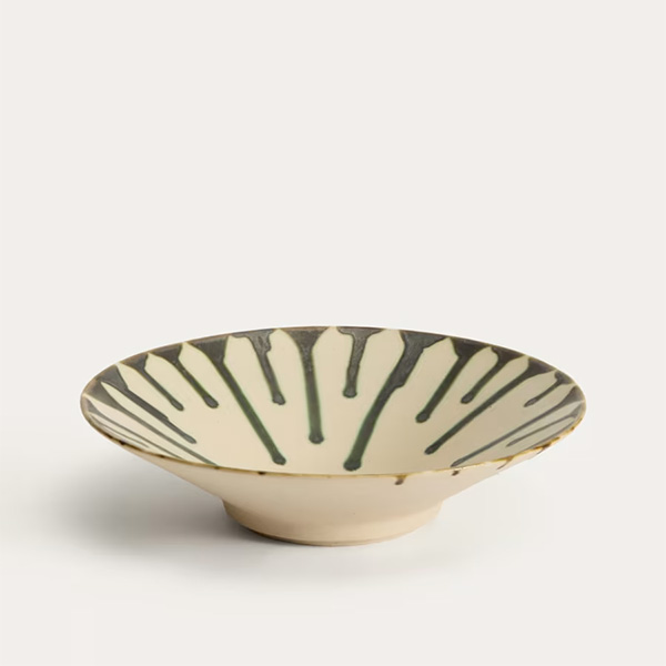 Kave Home - Centre de table en céramique beige et verte, Olmera