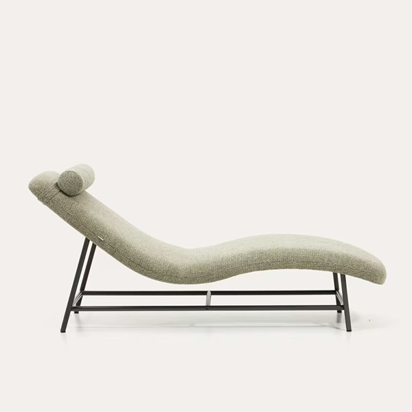 Kave Home - Divan en chenille verte avec pieds en acier inoxydable brossé graphite, Osla