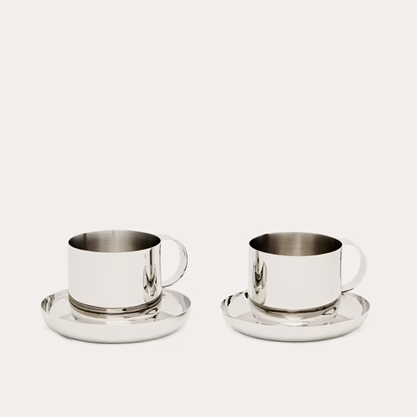 Kave Home - Ensemble de 2 tasses en acier inoxydable, Nirela