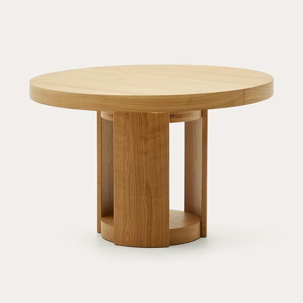 Kave Home - Table ronde extensible en bois et placage de chêne, Artis