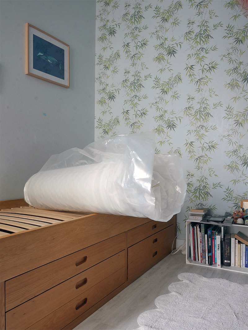 Matelas Hybride de Mello, compacté dans du plastique
