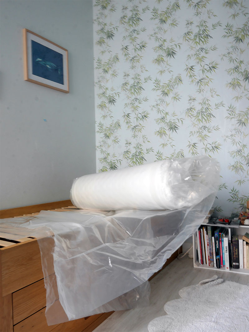 Matelas Hybride de Mello, compacté dans du plastique
