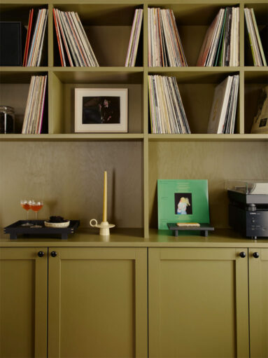 Boiseries / bibliothèques peintes en vert