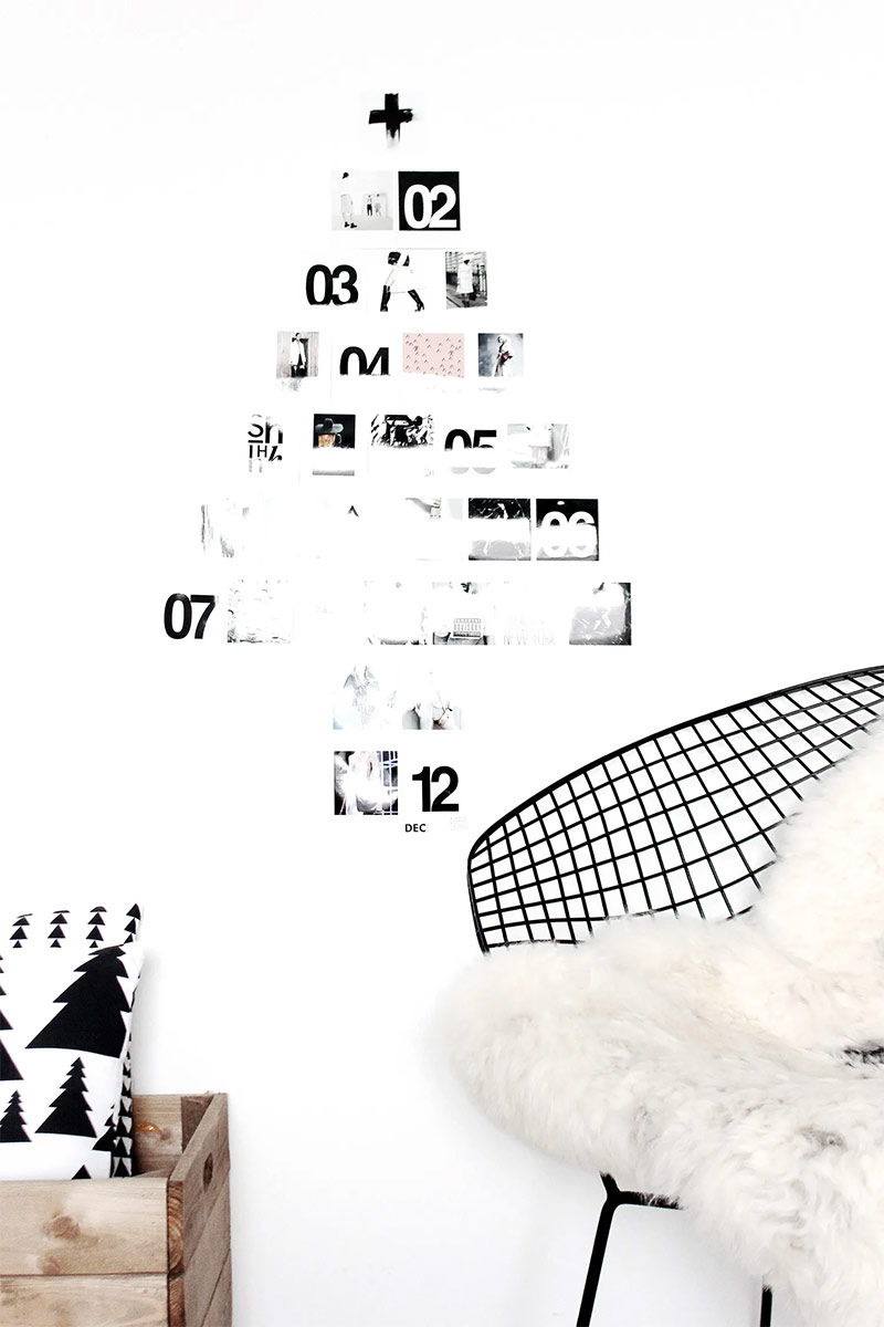 "Moodboard sapin" composé de cartes et de chiffre pour attendre Noël par @frichic