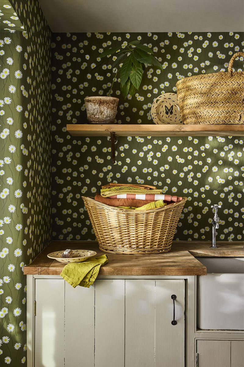 Little Greene - Nouvelle collection In the Garden - Papier peint Moon Daisies 