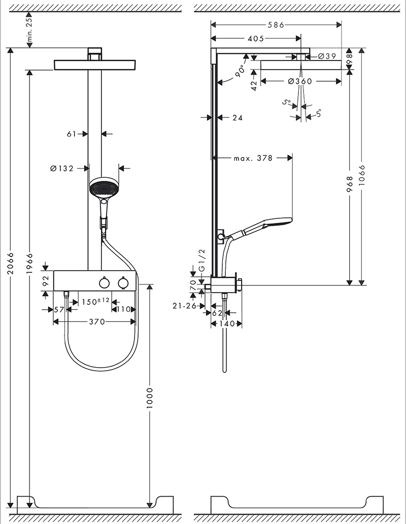 HANSGROHE - Colonne de douche 360 Rainfinity - Fiche de montage
