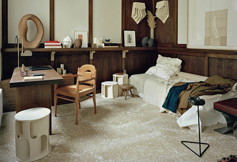 Un décor d'inspiration Shaker, réalisé avec des matériaux naturels et bruts par Festen architecture pour la carte blanche AD magazine, 2019