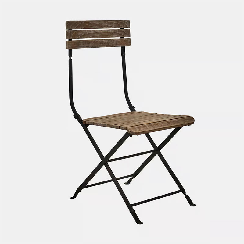 Chaise pliante en teck et fer Loberon