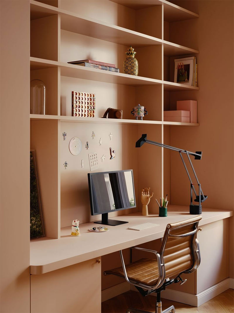 Le bureau de Alina Abegg, créatrice de bijoux dans sa maison à Berlin