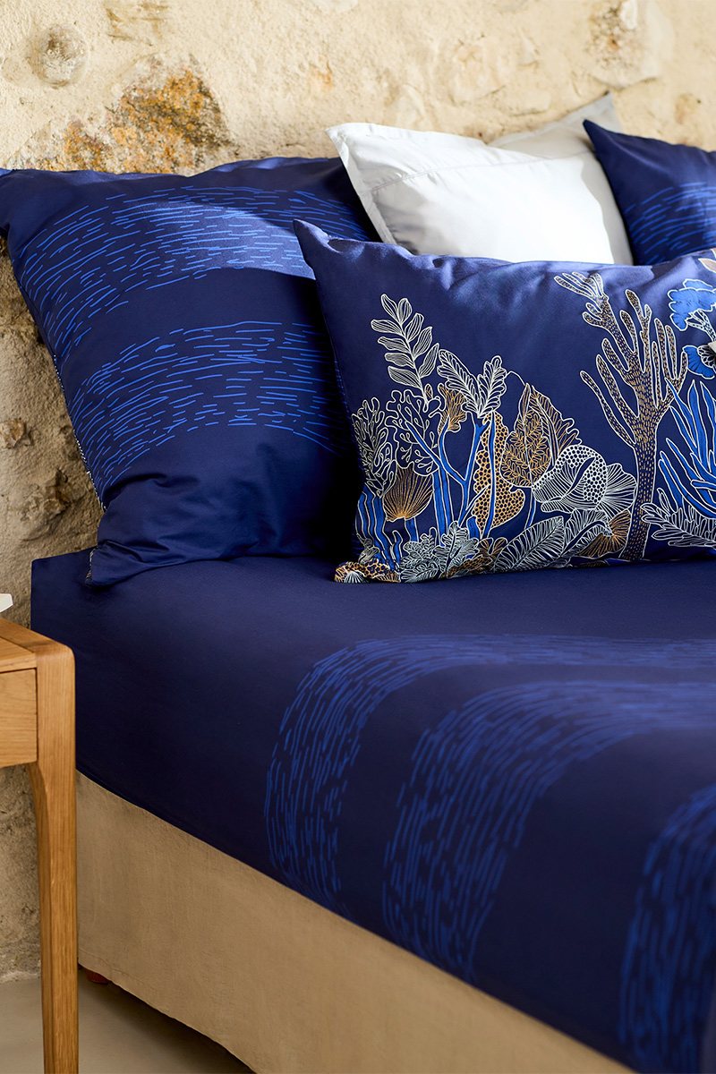 Parure de lit coton Ondalys Escale salée - Carré Blanc